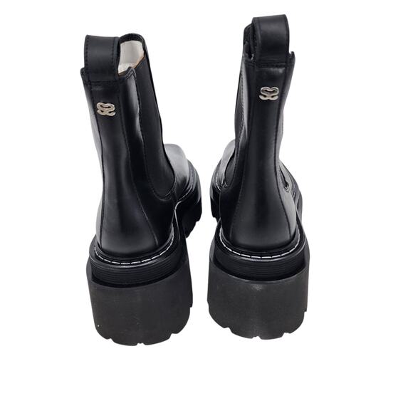 Sandro Paris Chelsea Ankle Boots Black Square Toe Platform Size 37/ US 6.5 - Picture 3 of 5